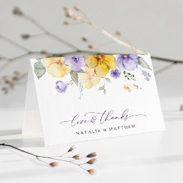 Cartão De Agradecimento Purple Flowers, Yellow Flowers, Greenery, Wedding