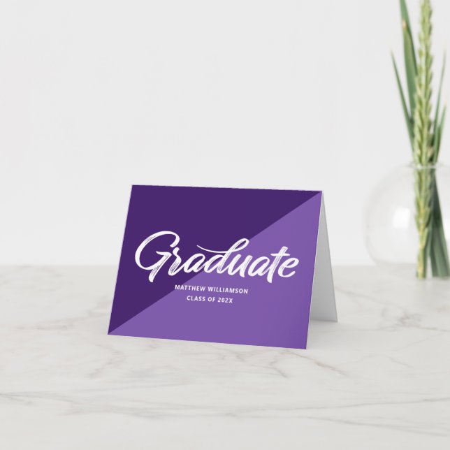 Cartão De Agradecimento Purple Graduation Retro Bold Script Cap Icon (Frente)