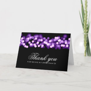Cartão De Agradecimento Purple Hollywood Glam Obrigado Bridesmaid