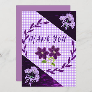 Cartão De Agradecimento Purple Lilac Modern Boho Trendy Casamento Obrigado
