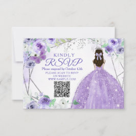 Cartão De Agradecimento Purple Lilac Quinceañera 15 Anos RSVP Card