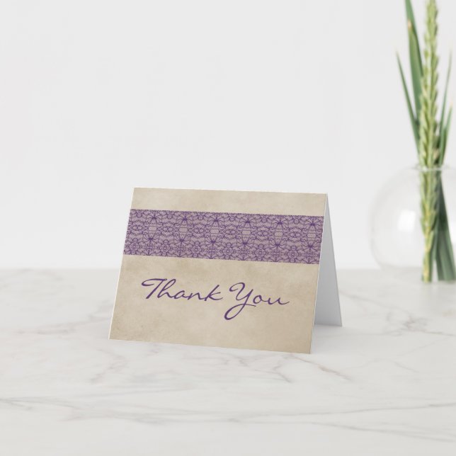 Cartão de Agradecimento Purple Rustic Lace (Frente)