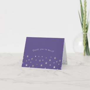 Cartão De Agradecimento Purple silver twinkle stars baby shower