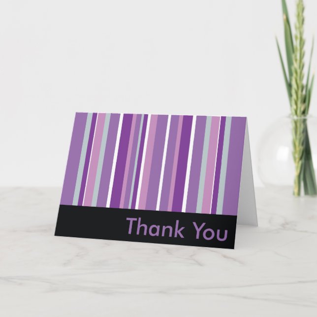 Cartão De Agradecimento Purple Striped Obrigado (Frente)