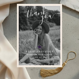 Cartão De Agradecimento Purple Tassel Senior Photo High School Graduation 