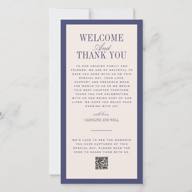 Cartão De Agradecimento Purple Wedding Ceremony or Reception Welcome (Frente)