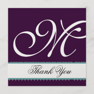 Cartão De Agradecimento PURPLE & WHITE COM O Casamento TURQUOISE Obrigado