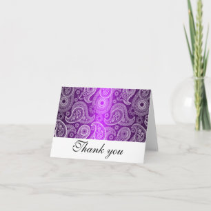 Cartão De Agradecimento Purple & White Lace Paisley Thank You Note Cards