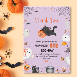 Cartão De Agradecimento Purr-feito Um Boo-day Gato Halloween 1º Aniversári