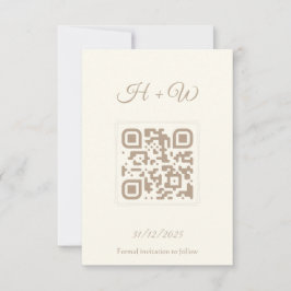Cartão De Agradecimento QR minimalista Salvar a data | Elegante Cream Wedd