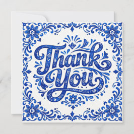 💙 Cartão de Agradecimento Quadrado Azulejo