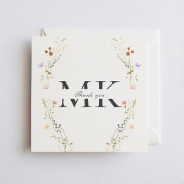 Cartão de Agradecimento Quadrado Flores Minimalist