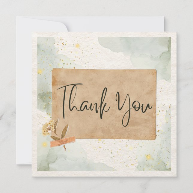 Cartão de agradecimento quadrado plano (Frente)