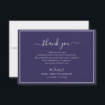 Cartão De Agradecimento quadro branco marinho azul funeral obrigado nota<br><div class="desc">Uma simples placa temática azul-marinho com script branco,  o texto e as cores podem ser personalizados.</div>
