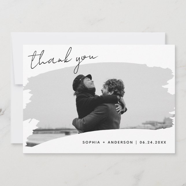 Cartão De Agradecimento Quadro Bruto Clássico Com Casamento Fotográfico (Frente)