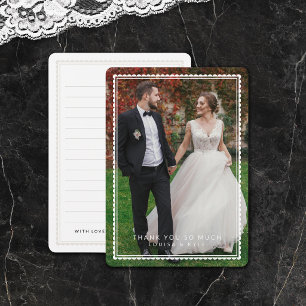 Cartão De Agradecimento Quadro de Casamento com Moldura de Vieira Branca A