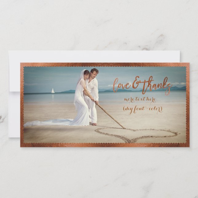 Cartão De Agradecimento Quadro de cobre/obrigado de cobre falso PixDezines (Frente)