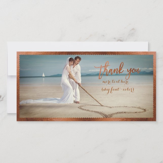 Cartão De Agradecimento Quadro de cobre/obrigado de cobre falso PixDezines (Frente)