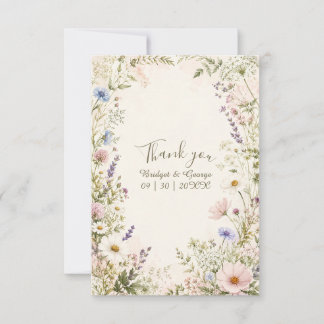 Cartão De Agradecimento Quadro de Jardim de Casamento de Flores Silvestres