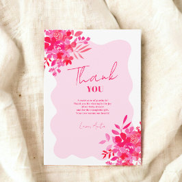 Cartão De Agradecimento Quadro de onda rosa quente chá de fraldas floral c