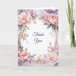 Cartão De Agradecimento Quadro de Oval de Peony Rosa na moda