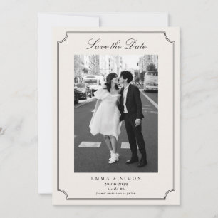 Cartão De Agradecimento Quadro Elegante em Marfim Foto Save the Date