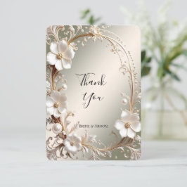 Cartão de Agradecimento Quadro Floral Branco Ornam