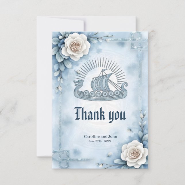 Cartão De Agradecimento Quadro Floral com Rosa e Design Celta. (Frente)