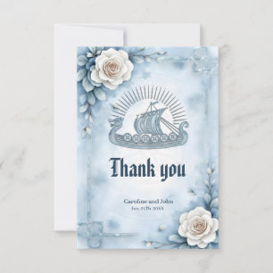Cartão De Agradecimento Quadro Floral com Rosa e Design Celta.