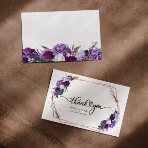 Cartão De Agradecimento Quadro Geométrico Dourado Floral Puro