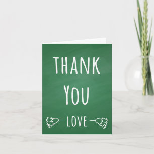 Cartão De Agradecimento Quadro Negro Verde Antigo Obrigada Amor Flores