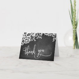 Cartão De Agradecimento Quadros-negros com Renda Caligrafia Elegante Obrig