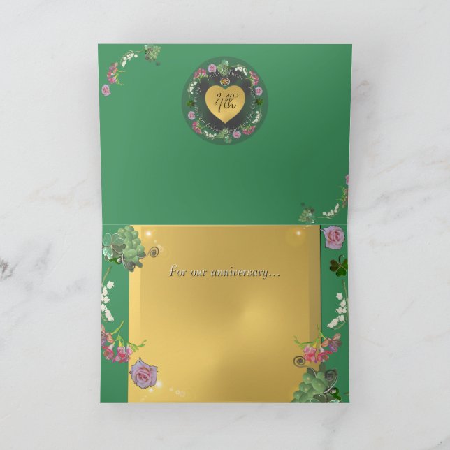 Cartão De Agradecimento Quarta Fruta de Aniversário Saudação Floral (Interior)