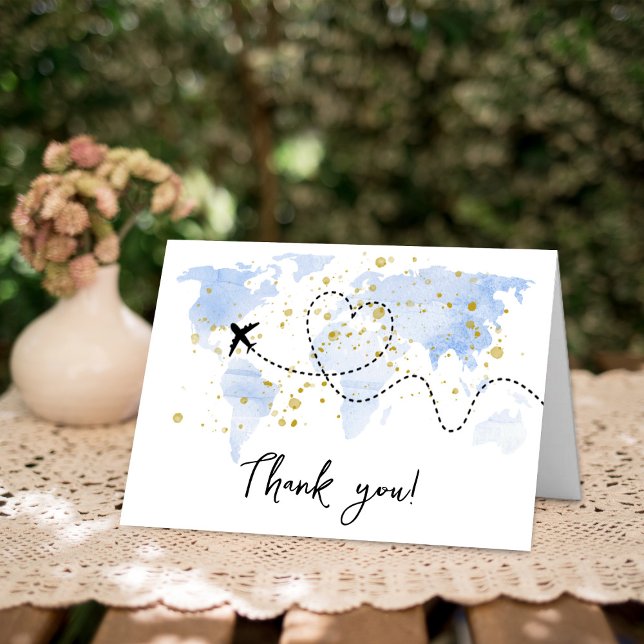 Cartão De Agradecimento "Que A Aventura Comece!" Chá de fraldas de Mapa vi (Criador carregado)