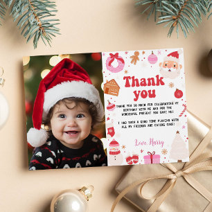 Cartão De Agradecimento Que Diversão Foto de Aniversário de Natal Obrigado