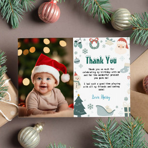 Cartão De Agradecimento Que Diversão Foto de Aniversário de Natal Obrigado