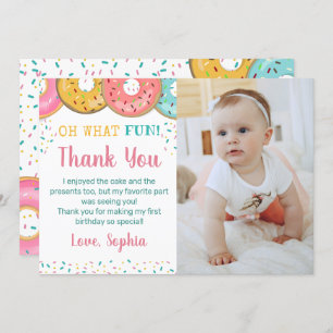 Cartão De Agradecimento Que Festa de aniversário de Rosquinhas doce e dive