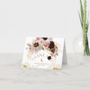 Cartão De Agradecimento Queda Chá de panela Floral Dourado de Flor Selvage