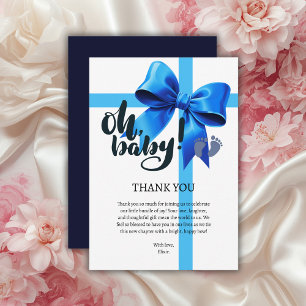 Cartão De Agradecimento Querida! Chá de fraldas azul Elegante