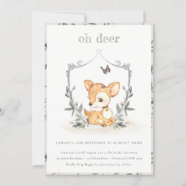 Cartão De Agradecimento Querida, Deer Floral Crest Qualquer Idade Aniversá