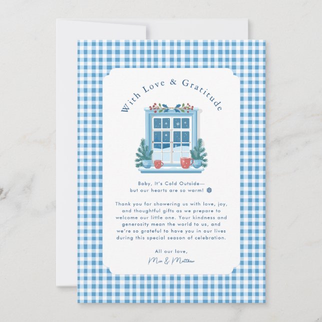 Cartão De Agradecimento Querida, está frio fora do Chá de fraldas, obrigad (Frente)