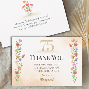 Cartão De Agradecimento Quic 75 - Aniversário - Design de flor selvagem