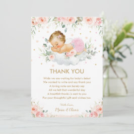 Cartão De Agradecimento Quic Pink Floral Sweet Baby Girl Chá Aniversário  