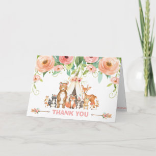 Cartão De Agradecimento Quic Tribal Woodland Animais Chá de fraldas Aniver