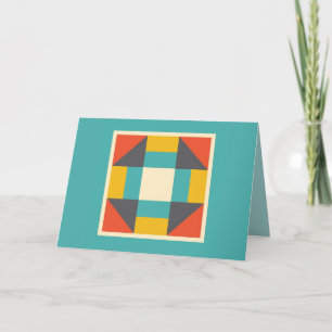 Cartão De Agradecimento Quilt Card - Churn Dash Block (teal/orange/gold)