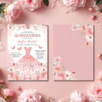 Quinceañera Blush Rosa Rosa Floral Obrigado