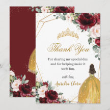 Quinceañera Burgundy Blush Floral Yellow Princess