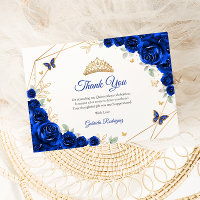 Quinceanera Floral Dourada Real Azul