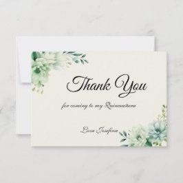 Cartão De Agradecimento Quinceanera green floral Thank You Card