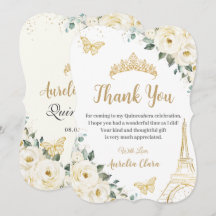 Quinceañera Ivory Floral Paris Eiffel Sweet 16